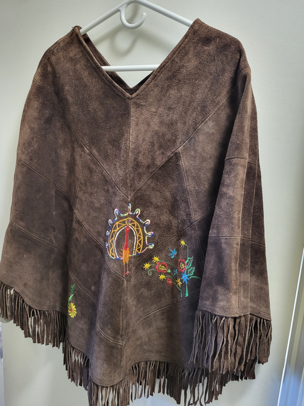 Vintage 1970s Brown Suede Cape-Poncho Express Leather Poncho
